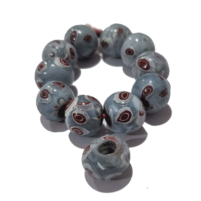 10/Pcs Pkg. Vintage Millefiori Trade Beads 15 Milimeter Size Base  Round Shape