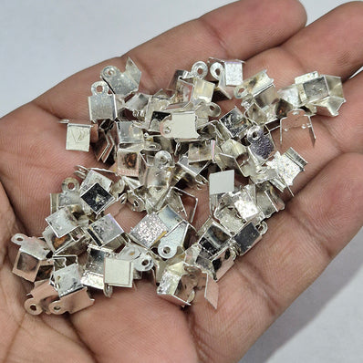 SALE ! FACTORY OVERSTOCK 200 Pcs Bead Crimp cord end tips findings Silver Plated finish 8mm size