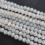 6×5 mm Ivory White AB Crystal Glass Faceted Rondelle Beads | 77–78 Beads Per Line
