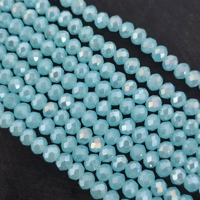 6×5 mm Sky Blue AB Crystal Glass Faceted Rondelle Beads | 77–78 Beads Per Line
