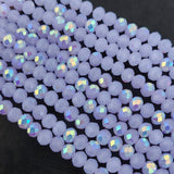 6×5 mm Lavender AB Crystal Glass Faceted Rondelle Beads | 77–78 Beads Per Line