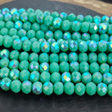 6×5 mm Sea Green AB Crystal Glass Faceted Rondelle Beads | 77–78 Beads Per Line
