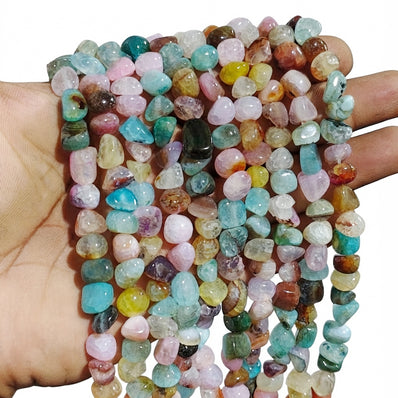 Natural Multi-Color Agate Gemstone Beads – 7-11mm Smooth Nuggets (Per String)