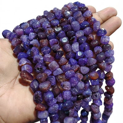 7-11 mm Purple Agate Natural Gemstone Chip Beads – 44-46 Beads Per String | Semi Precious Beads for Jewelry Making