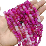 7-11 mm Pink Onyx Natural Gemstone Chip Beads – 48-51 Beads Per String | Semi Precious Beads for Jewelry Making