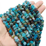 7-11 mm Aqua Blue Agate Natural Gemstone Chip Beads – 50-54 Beads Per String | Semi Precious Beads for Jewelry Making