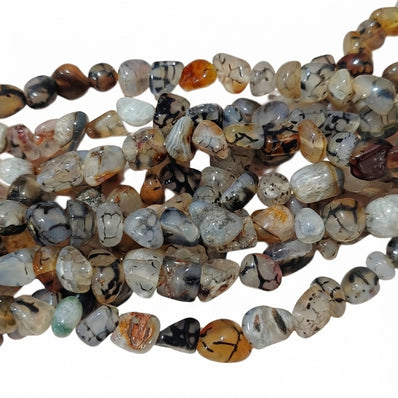 7-11 mm Black Dragon Vein Agate Natural Gemstone Chip Beads – 43-45Beads Per String | Semi Precious Beads for Jewelry Making