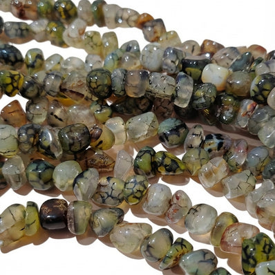 7-11 mm Dragon Vein Agate Natural Gemstone Chip Beads – 43-45 Beads Per String | Semi Precious Beads for Jewelry Making