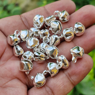 9-10 mm Big Size Metal Bells Silver, in earring and Jewelry Sold by 100 Pcs Pack.