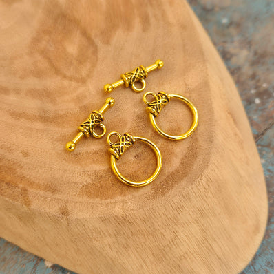 5 PIECES PACK' GOLD OXIDIZED TOGGLE CLASP FOR DIY JEWELLERY MAKING