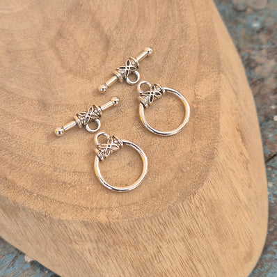 5 PIECES PACK' SILVER OXIDIZED TOGGLE CLASP FOR DIY JEWELLERY MAKING