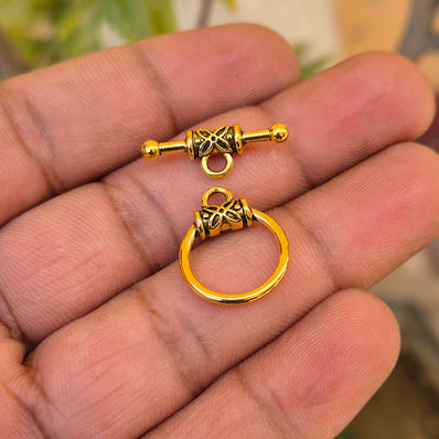 5 PIECES PACK' GOLD OXIDIZED TOGGLE CLASP FOR DIY JEWELLERY MAKING