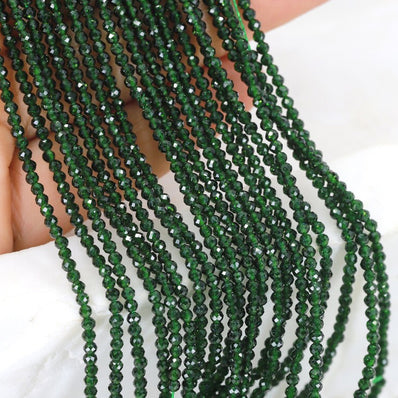 2 mm Green Goldstone (Sunstone) Faceted Round Beads – 185–190 Beads Per String – Semi Precious Gemstone Beads for Jewelry Making