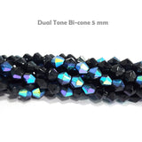 SUPER QUALITY' 5 MM BI-CONE DUAL TONE GLASS BEADS' APPROX 64-66 BEADS SOLD BY PER LINE PACK