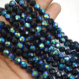 SUPER QUALITY' 8 MM ROUND FACETED DUAL TONE GLASS BEADS' APPROX 40-41 BEADS SOLD BY PER LINE PACK