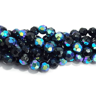 SUPER QUALITY' 8 MM ROUND FACETED DUAL TONE GLASS BEADS' APPROX 40-41 BEADS SOLD BY PER LINE PACK