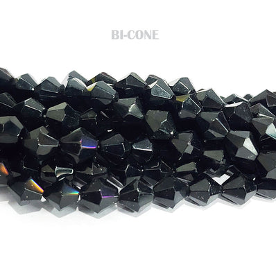 SUPER QUALITY'9 MM BI-CONE FACETED GLASS BEADS' APPROX 42-43 BEADS SOLD BY PER LINE PACK