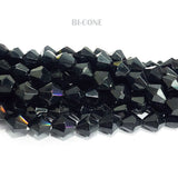 SUPER QUALITY'9 MM BI-CONE FACETED GLASS BEADS' APPROX 42-43 BEADS SOLD BY PER LINE PACK