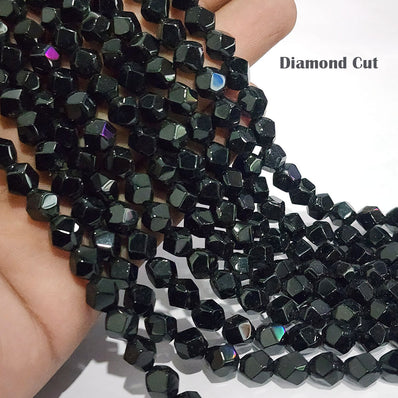 SUPER QUALITY' 8X7 MM DIAMOND CUT FACETED GLASS BEADS' APPROX 43-44 BEADS SOLD BY PER LINE PACK
