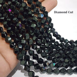 SUPER QUALITY' 8X7 MM DIAMOND CUT FACETED GLASS BEADS' APPROX 43-44 BEADS SOLD BY PER LINE PACK