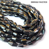 SUPER QUALITY' 16x8 MM BLACK DHOLKI FACETED GLASS CRYSTAL BEADS' APPROX 34-35 BEADS SOLD BY PER LINE PACK