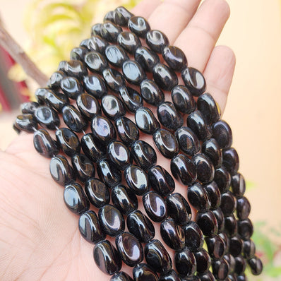 SUPER QUALITY' 13x10 MM BLACK ONYX TUMBLE IMITATED FACETED GLASS CRYSTAL BEADS' APPROX 29-30 BEADS SOLD BY PER LINE PACK