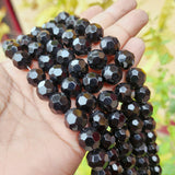 SUPER QUALITY' 12 MM BLACK ONYX IMITATED FACETED GLASS CRYSTAL BEADS' APPROX 28-29 BEADS SOLD BY PER LINE PACK