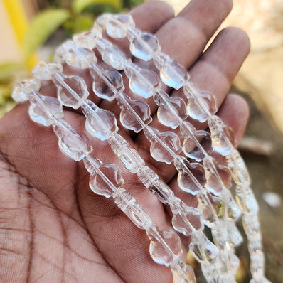SUPER QUALITY'15x11 MM PERFUME BOTTLE SHAPE CLEAR WHITE FIRE POLISHED GLASS BEADS' APPROX 23-24 BEADS SOLD BY PER LINE PACK