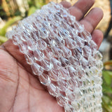 SUPER QUALITY' 11x8 MM DROP SOFT FACETED CLEAR WHITE FIRE POLISHED GLASS BEADS' APPROX 39-40 BEADS SOLD BY PER LINE PACK