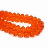 SUPER QUALITY'10x8 MM RONDEL FACETED TYRE SHAPE ORANGE FIRE POLISHED GLASS BEADS' APPROX 70-72 BEADS SOLD BY PER LINE PACK