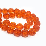 SUPER QUALITY' 11 MM ROUND FACETED SHAPE ORANGE FIRE POLISHED GLASS BEADS' APPROX 27-28 BEADS SOLD BY PER LINE PACK