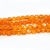 SUPER QUALITY'6 MM ROUND FLAT BUTTON SHAPE ORANGE FIRE POLISHED GLASS BEADS' APPROX 54-55 BEADS SOLD BY PER LINE PACK