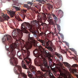 SUPER QUALITY' 13 MM SOFT FACETED PRUPLE FIRE POLISHED GLASS BEADS' APPROX 24-25 BEADS SOLD BY PER LINE PACK