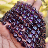 SUPER QUALITY'9x10 MM APPLE SHAPE PURPLE FIRE POLISHED GLASS BEADS' APPROX 33-34 BEADS SOLD BY PER LINE PACK