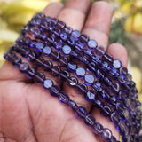 SUPER QUALITY'6 MM ROUND FLAT BUTTON SHAPE PURPLE FIRE POLISHED GLASS BEADS' APPROX 56-56 BEADS SOLD BY PER LINE PACK