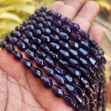 SUPER QUALITY' 10x7 MM DROP SOFT FACETED PURPLE FIRE POLISHED GLASS BEADS' APPROX 34-35 BEADS SOLD BY PER LINE PACK