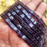 SUPER QUALITY' 7 MM CUBE SHAPE PURPLE FIRE POLISHED GLASS BEADS' APPROX 51-52 BEADS SOLD BY PER LINE PACK