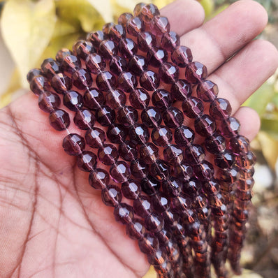SUPER QUALITY' 8 MM SOFT FACETED SHAPE PURPLE FIRE POLISHED GLASS BEADS' APPROX 43-44 BEADS SOLD BY PER LINE PACK