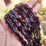 SUPER QUALITY' 13x10 MM LEAF CARVING DESIGN PURPLE FIRE POLISHED GLASS BEADS' APPROX 24-25 BEADS SOLD BY PER LINE PACK