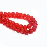 SUPER QUALITY' 5 MM'  FANCY SHAPE RED FIRE POLISHED GLASS BEADS' APPROX 53-54 BEADS SOLD BY PER LINE PACK