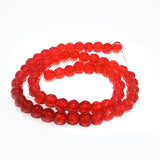 SUPER QUALITY'6  MM ROUND SOFT FACETED SHAPE RED FIRE POLISHED GLASS BEADS' APPROX 58-60 BEADS SOLD BY PER LINE PACK