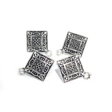 5 PAIR PACK' (10 PIECES) 20x16 MM APPROX' SILVER OXIDIZED EARRING STUD TOPS FOR DIY EARRING MAKING