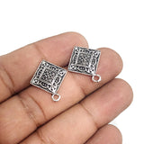 5 PAIR PACK' (10 PIECES) 20x16 MM APPROX' SILVER OXIDIZED EARRING STUD TOPS FOR DIY EARRING MAKING