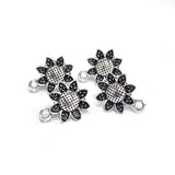 5 PAIR PACK' (10 PIECES) 15x12 MM APPROX' SILVER OXIDIZED EARRING STUD TOPS FOR DIY EARRING MAKING