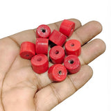 13x11 mm Vintage Trade Glass Beads – Red Cylinder Barrel Shape – 10 Pieces Pack | Authentic African Trade Beads for Jewelry Making