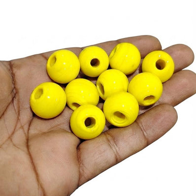 18 mm Yellow Round Vintage Trade Glass Beads – Handmade African Trade Beads – 10 Pieces Pack for Jewelry Making