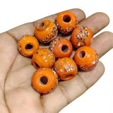 18 mm Orange Speckled Vintage Trade Glass Beads – Handmade African Round Trade Beads – 10 Pieces Pack for Jewelry Making