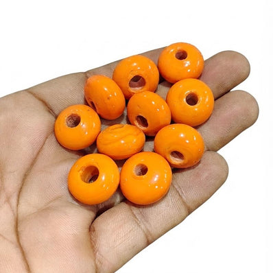 18x12 mm Orange Rondelle Vintage Trade Glass Beads – Handmade African Trade Beads – 10 Pieces Pack for Jewelry Making