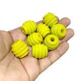 Vintage Ribbed Yellow Trade Glass Beads - 20x22mm (Pack of 10)