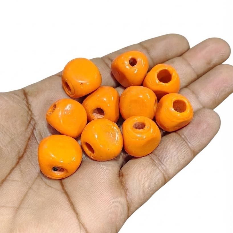 Vintage Orange Trade Glass Beads - 16x18mm (Pack of 10)